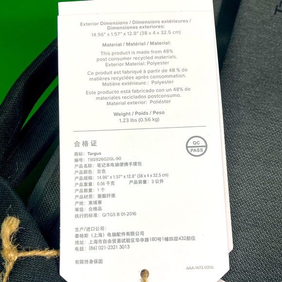 NWT Targus EcoSmart 13-14” Cypress Collection Laptop Case (Fits 14” MacBook Pro) - Picture 10 of 13